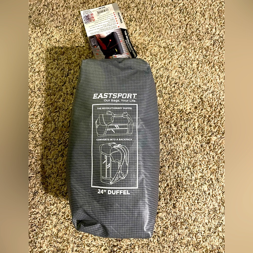 NWT convertible backpack and duffle bag with storage bag grey